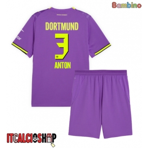 Borussia Dortmund Waldemar Anton #3 Terza Maglia Bambino 2026-27 Manica Corta (+ Pantaloni corti)